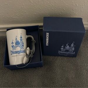Starbucks x Disneyland Diamond Celebration Mug ornament. White & Blue NIB